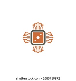 Processor chip related icon on background for graphic and web design. Creative illustration concept symbol for web or mobile app.