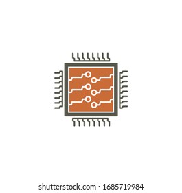 Processor chip related icon on background for graphic and web design. Creative illustration concept symbol for web or mobile app.