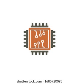 Prozessorchipsymbol auf dem Hintergrund für Grafik und Webdesign. Symbol für kreatives Illustrationskonzept für Web- oder mobile App.