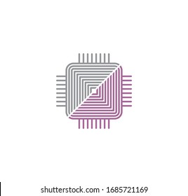 Icono relacionado con el chip del procesador en segundo plano para diseño gráfico y web. Símbolo de concepto de ilustración creativa para aplicación web o móvil.