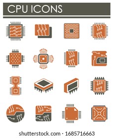 Processor chip related icons set on background for graphic and web design. Creative illustration concept symbol for web or mobile app.