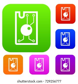 Processor chip set icon color in flat style isolated on white. Collection sings vector illustration