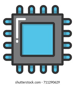 Processor Chip Vector Icon