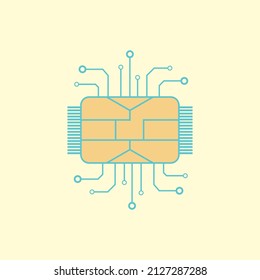 processor chip vector icon, design logo, website, social media and element tech design