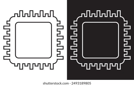 Processor chip vector icon for for graphic design, logo, web site, social media, mobile app, ui illustration.   isolated on white and black background. EPS 10