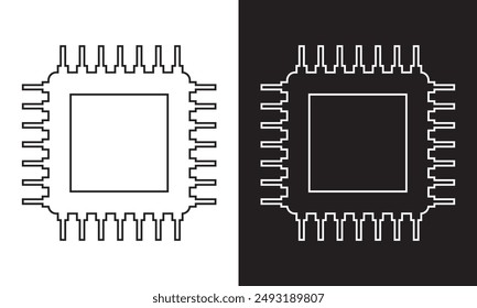 Processor chip vector icon for for graphic design, logo, web site, social media, mobile app, ui illustration.   isolated on white and black background. EPS 10