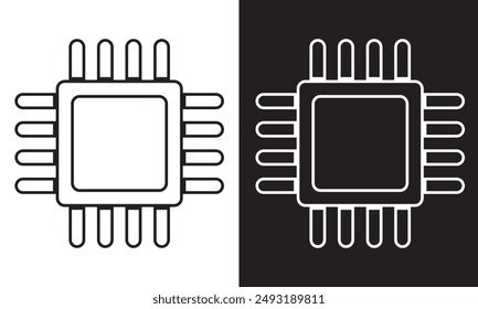 Processor chip vector icon for for graphic design, logo, web site, social media, mobile app, ui illustration.   isolated on white and black background. EPS 10