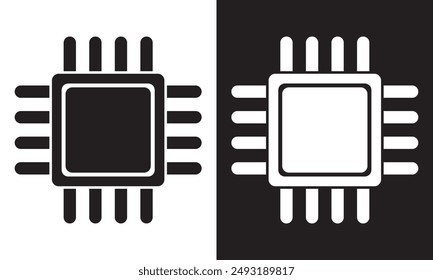 Processor chip vector icon for for graphic design, logo, web site, social media, mobile app, ui illustration.   isolated on white and black background. EPS 10