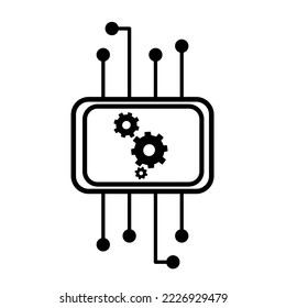 Processor and cogwheel icon. RAM repair icon. technology icon