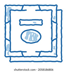 processor computer component sketch icon vector. Hand drawn blue doodle line art processor computer component sign. isolated symbol illustration
