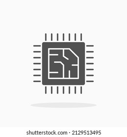 Processor computer glyph icon. Can be used for digital product, presentation, print design and more.