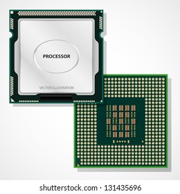 Processor. Computer hardware. Vector illustration.