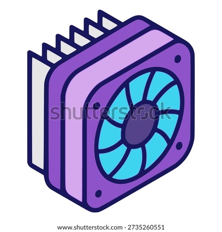 processor cooler computer parts system flat color vector illustration template design