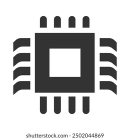 Processor CPU Icon Black and White Vector Graphic