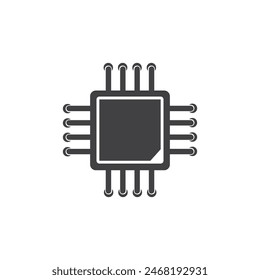Processor CPU icon flat design 