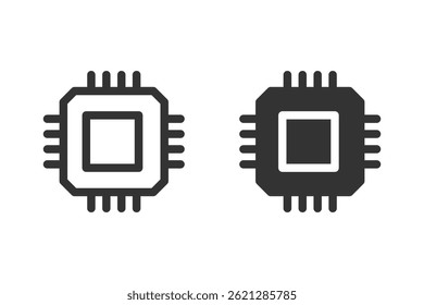 Processor or CPU icon set. Suitable for use in web design, software interfaces, or other technology-related projects.