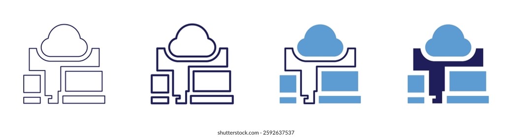 Processor device icon in 4 different styles. Thin Line, Line, Bold Line, Duotone. Duotone style. Editable stroke.