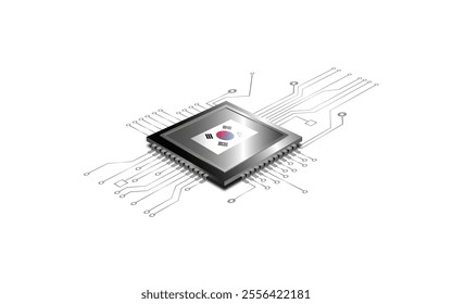 Processor with flag of Singapore on a white background. Technology concept. Vector illustration.