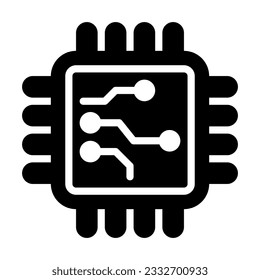 icono de glifo de procesador. Perfecto para diseño gráfico, móvil, interfaz de usuario y maestras web