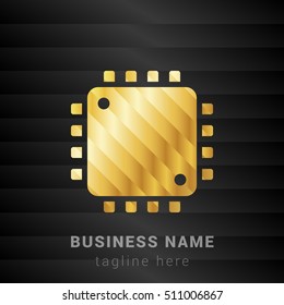 Processor Gold and Black silk fashion premium icon / Logo
