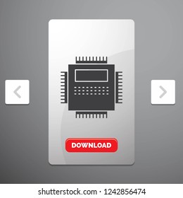 Processor, Hardware, Computer, PC, Technology Glyph Icon in Carousal Pagination Slider Design & Red Download Button