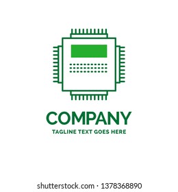 Processor, Hardware, Computer, PC, Technology Flat Business Logo template. Creative Green Brand Name Design.