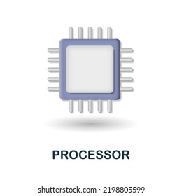 Processor icon. 3d illustration from artificial intelligence collection. Creative Processor 3d icon for web design, templates, infographics and more