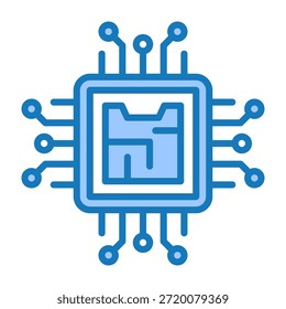 Prozessorsymbol blau, zweifarbig, Vektorgrafik