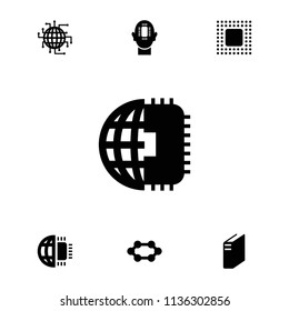 Processor icon. collection of 7 processor filled icons such as chip, cpu planet, cpu. editable processor icons for web and mobile.