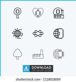 Processor icon. collection of 9 processor outline icons such as cpu in tree. editable processor icons for web and mobile.