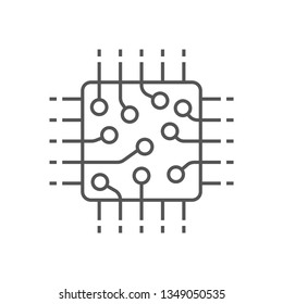 Processor icon, CPU, GPU, Intel, AMD, chip. Technology computer chip icon in line style. Editable Stroke.  EPS 10