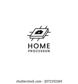 Icono de procesador con símbolo Home, ilustración vectorial del diseño del logotipo Smart Home
