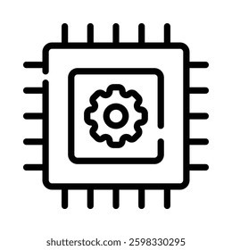 Processor icon illustration in line style. Perfect for website mobile app presentation. Suitable for any user interface and user experience