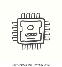 processor icon, isolated handdrawn icon theme gadget