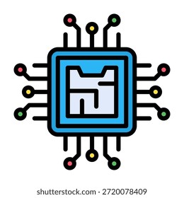 Processor Icon Lineal Color Design Vector Illustration