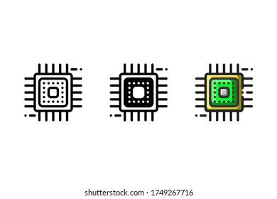 Icono del procesador. Con contorno, glifo y estilo de contorno relleno