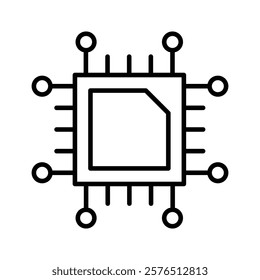 Processor icon Outline vector for web ui