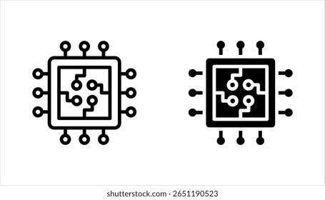 processor icon set, micro chip processor icon vector element design template web, vector illustration on white background
