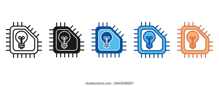 Processor Icon Set Multiple Style Collection
