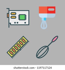 processor icon set. vector set about video card, mixer and ram icons set.