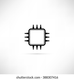 Processor icon in simple outline design. EPS10 vector.