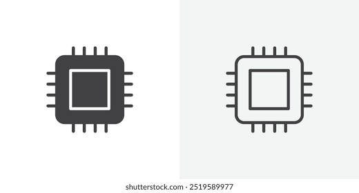 Ícone do processador. estilo de linha fina de traçado e preenchimento sólido eps 10