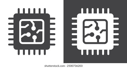 Processor icon Thin line illustration set