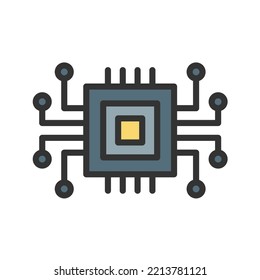 Processor icon vector image. Can also be used for Artificial Intelligence. Suitable for mobile apps, web apps and print media.