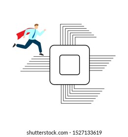 Processor icon vector icon. Mobile concept and web design. Flat cartoon character isolated on white background