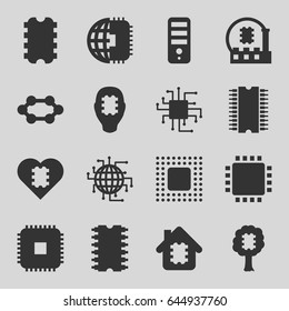 Processor icons set. set of 16 processor filled icons such as cpu, cpu
