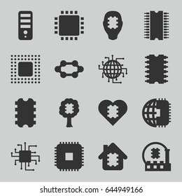 Processor icons set. set of 16 processor filled icons such as cpu, cpu