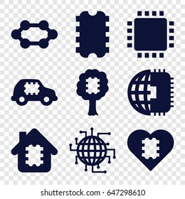 Processor icons set. set of 9 processor filled icons such as cpu