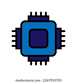Processor line icon isolated on white background. Black flat thin icon on modern outline style. Linear symbol and editable stroke. Simple and pixel perfect stroke vector illustration
