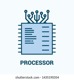 processor line icon on white background